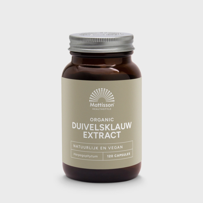 Het Mattisson Duivelsklauw Extract bevat een geconcentreerd extract van de wortel van Duivelsklauw (Harpagophytum procumbens), een kruid dat van oudsher wordt gebruikt binnen een natuurlijke en bewuste leefstijl. De capsules zijn eenvoudig in te nemen en vormen een praktische aanvulling voor dagelijks gebruik.