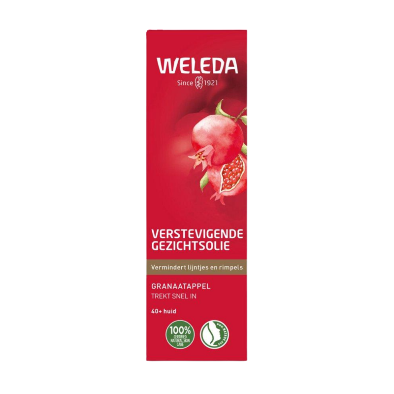De Weleda Granaatappel Gezichtsolie Verstevigend 30 ml is een rijke, voedende olie die speciaal is ontwikkeld om de droge en rijpere huid extra ondersteuning te bieden. Met biologisch granaatappelpitolie en andere plantoliën helpt deze gezichtsolie de huid te versterken, te hydrateren en een gladder, veerkrachtiger gevoel te geven. Ideaal voor dagelijks gebruik als onderdeel van je ochtend- of avondroutine.