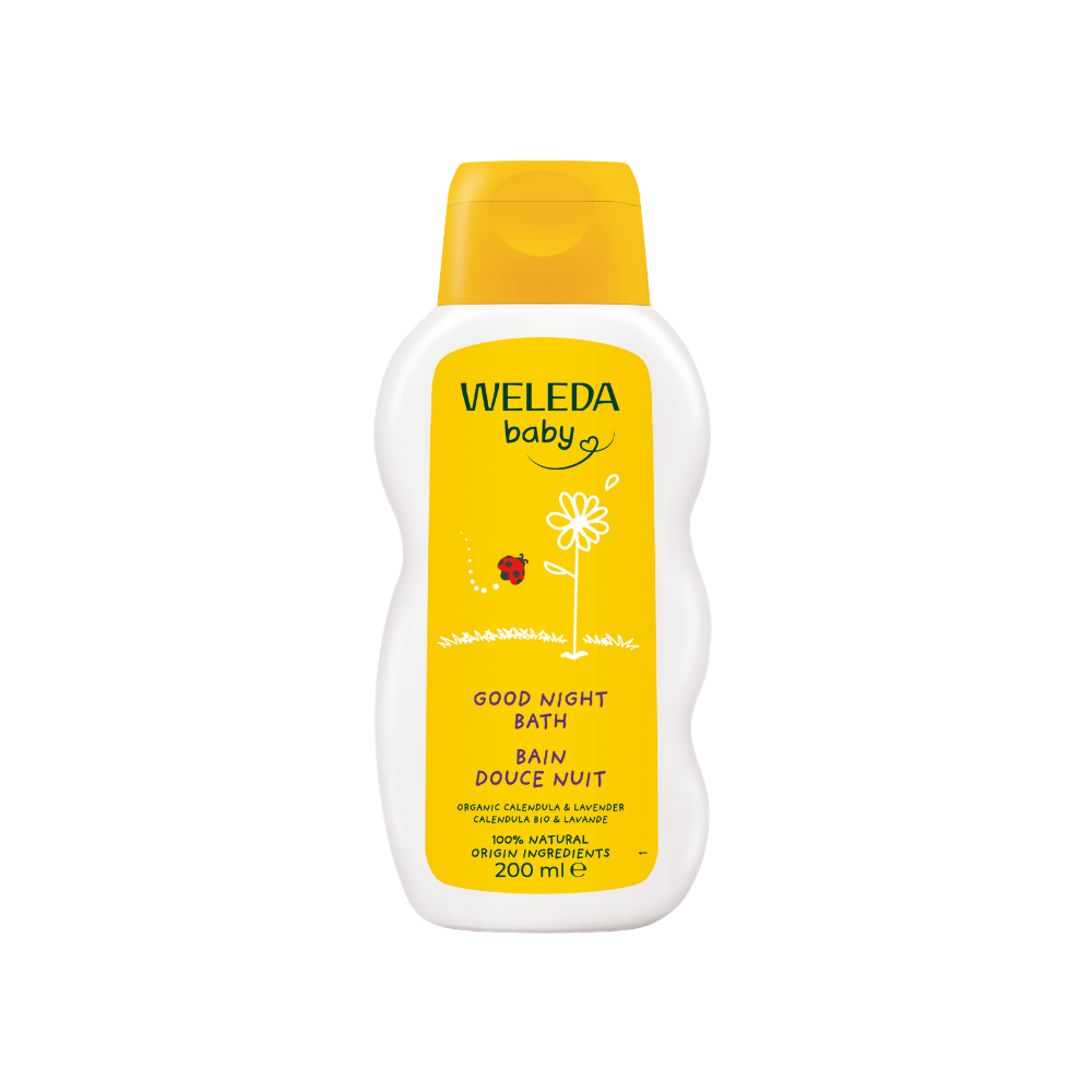 De Weleda Calendula Baby Crèmebad 200 ml is een mild en verzorgend badproduct speciaal ontwikkeld voor de tere huid van je baby. De natuurlijke calendula-extracten kalmeren en beschermen de huid, terwijl de zachte cremebasis hydrateert. Perfect voor een rustgevend badritueel voor het slapen gaan.