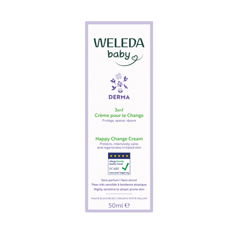 De Weleda Baby Derma 3-in-1 Billenbalsem 50 ml is speciaal ontwikkeld voor de zeer gevoelige en snel geïrriteerde babyhuid. Deze intensief verzorgende balsem beschermt tegen vocht, helpt roodheid te verminderen en ondersteunt het natuurlijke herstel van de huidbarrière. De formule met witte malve en zinkoxide vormt een ademende beschermlaag zonder de huid af te sluiten, zodat billetjes comfortabel en verzorgd blijven.