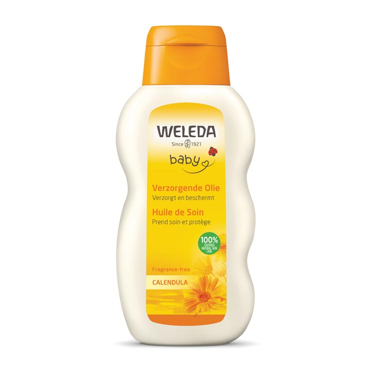 De Weleda Calendula Babyolie Parfumvrij 200 ml is een zachte en verzorgende lichaamsolie speciaal ontwikkeld voor de tere huid van je baby. Deze parfumvrije formule met biologische calendula-extracten en milde plantaardige oliën ondersteunt het natuurlijke huidherstel, houdt de huid soepel en is uitermate geschikt voor dagelijks gebruik bij de gevoelige babyhuid.