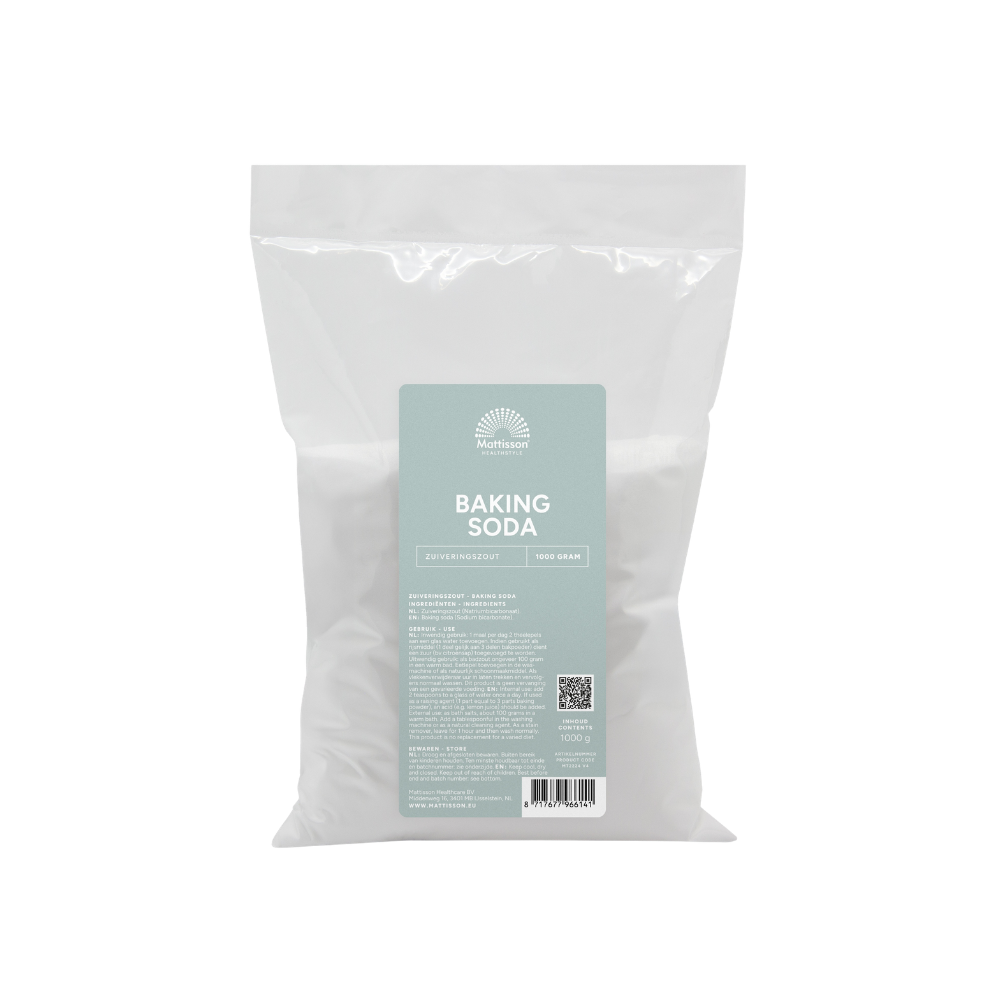 Deze baking soda van Mattisson, ook wel bekend als zuiveringszout, is een veelzijdig product dat zowel in de keuken als in het huishouden gebruikt kan worden. De Mattisson Baking Soda (1000 gram) heeft een zuivere samenstelling en is geschikt als rijsmiddel bij het bakken of als natuurlijk hulpmiddel voor diverse schoonmaaktoepassingen.
