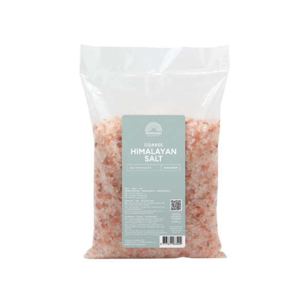 Dit grove Himalaya zout van Mattisson is een puur en ongeraffineerd steenzout afkomstig uit het Himalayagebergte. De Mattisson Himalaya Zout grof - Navulzak (1000 gram) heeft een karakteristieke roze kleur en bevat van nature aanwezige mineralen. Ideaal voor gebruik in een zoutmolen of als smaakvolle toevoeging tijdens het koken.